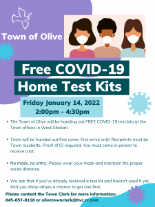 Free COVID-19 Home Test Kits Available Friday January 14, 2022 2:00pm-4:30pm