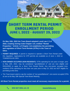 Short Term Rental Permit Enrollment Period June 1, 2022 through August 29, 2022. Apply Now!