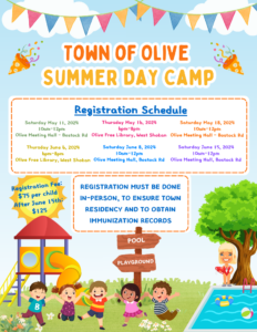 Town of Olive Summer Day Camp Registration Schedule